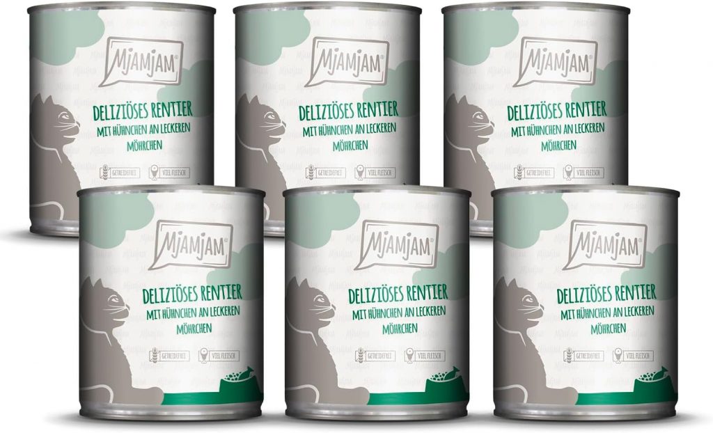 MjAMjAM - Premium Nassfutter für Katzen - deliziöses Rentier mit Hühnchen an leckeren Möhrchen, 6er Pack (6 x 800 g), getreidefrei mit extra viel Fleisch11,94€ statt 25,34€➡️ https://www.amazon.de/dp/B08M796B2K/?tag=preisfehlerheute-21