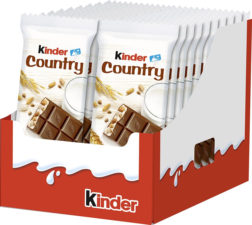 Kinder Country Riegel – Gefüllte Schokolade mit gerösteten Cerealien und Milchcreme – 1 Packung mit 20 Einzelriegeln (20 x 23,5 g)7.30€