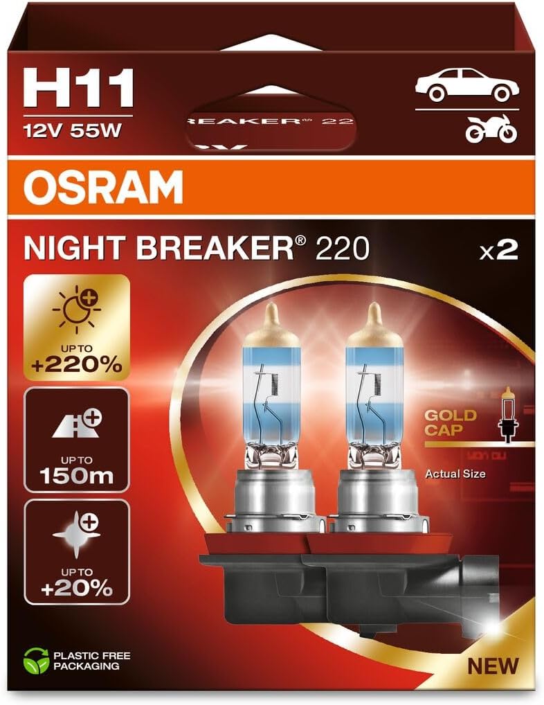 👑 Osram NIGHT BREAKER 220, H11, +22 mehr Helligkeit, Halogen-Scheinwerferlampe, 64211NB220-2HB, Faltschachtel (2 Lampen)20,99€ statt 29,73€ – 3 🔥🚚 Verkauft durch Amazon und Versand durch Amazon7,806 Bewertungen: 4.4 / 5.0 ⭐️⭐️⭐️⭐️🛒 zu Amazon https://www.amazon.de/dp/B0D4QWBDPG/?th=1&tag=preisfehlerheute-21#038;psc=1&tag=preisfehlerheute-21