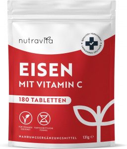 Eisentabletten mit 40 mg Eisen + Vitamin C (80mg) - 180 vegane Tabletten - Eisen Vitamin C Hochdosiert - ohne unerw&uuml;nschte Zusatzstoffe - 6 Monate Vorrat - Hergestellt von Nutravita5.65&euro; ➡️ https://www.amazon.de/dp/B0CVNJHZRN/?tag=preisfehlerheute-21