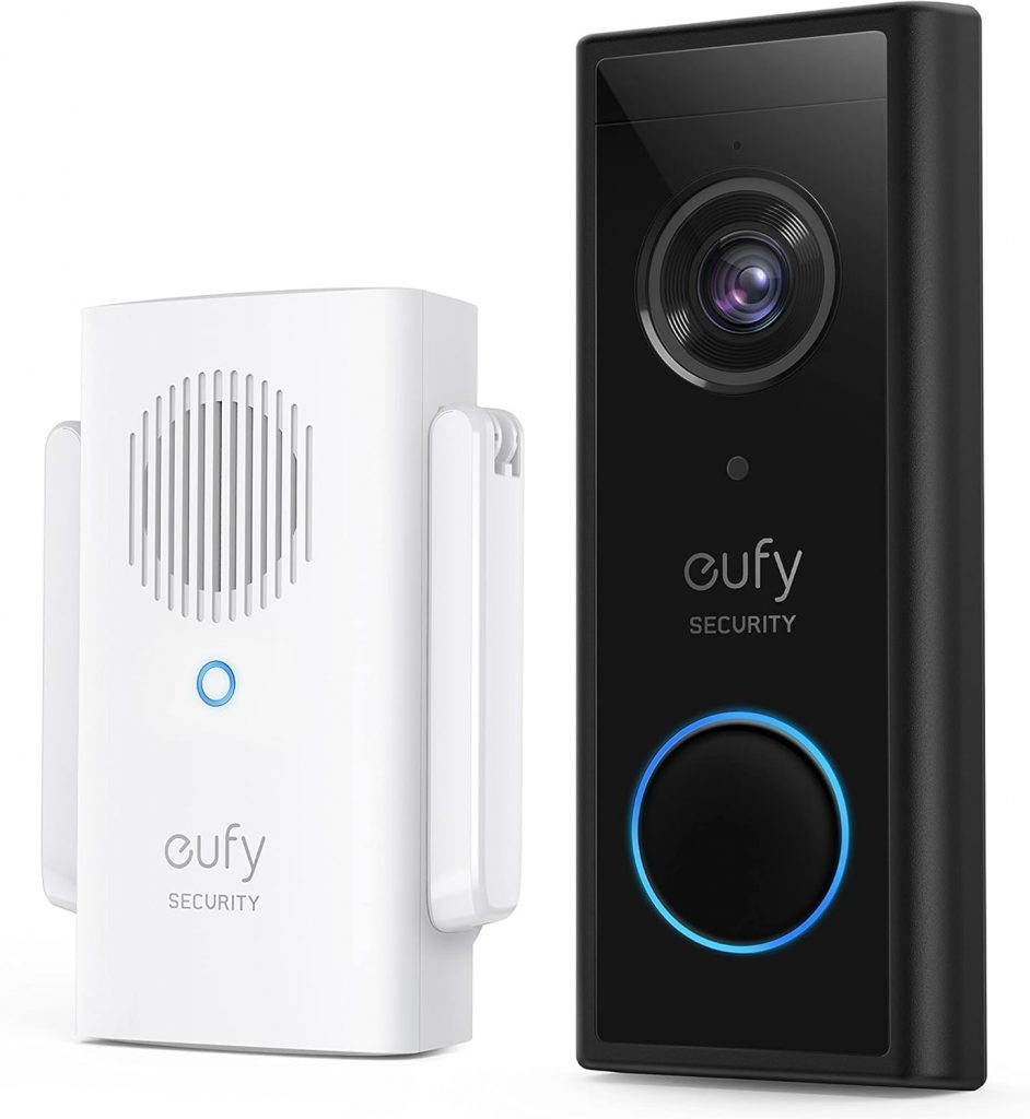 🤴 eufy Security Video Doorbell S220, 2K HD Kabellose Sicherheitskamera mit Chime, Akkubetrieben, K.I. Personenerkennung mit AI, 32 GB lokaler Speicher, Beidseitige Audiofunktion, Mühelose Installation