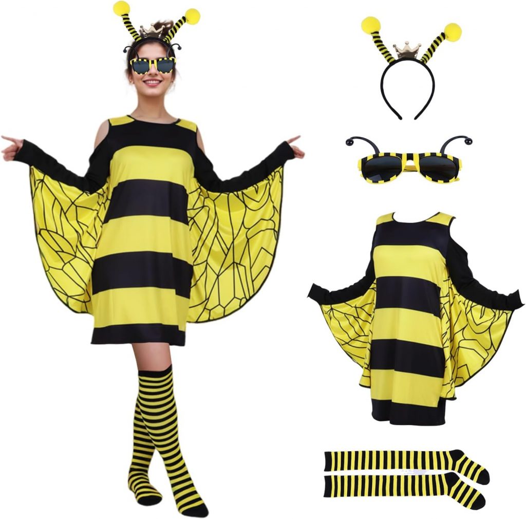 DUDUMILA Bienen Kostüm Erwachsene, Faschingskostüme Damen Bienenkostüm mit Bienen Socken, Biene Haarreif, Sonnenbrille, Tierkostüme für Karneval Dress Up Party Cosplay, Karneval Kostüm Damen, XL9,99€ statt 29,99€➡️ https://www.amazon.de/dp/B0DNKDJZ3R/?tag=preisfehlerheute-21