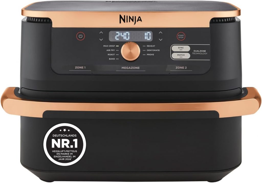 🤴 Ninja Foodi FlexDrawer Dual Zone Heißluftfritteuse, Air fryer mit 10,4-Fach und herausnehmbarem Trenner, Antihaftbeschichtung, spülmaschinenfester Korb, 7-in-1, Schwarz & Kupfer, AF500EUCP199,99€ statt 279,99€ – 29,0 🔥🚚 Verkauft durch Amazon und Versand durch Amazon5,322 Bewertungen: 4.7 / 5.0 ⭐️⭐️⭐️⭐️⭐️🛒 zu Amazon https://www.amazon.de/dp/B0CJVNGMFL/?th=1&tag=preisfehlerheute-21#038;psc=1&tag=preisfehlerheute-21