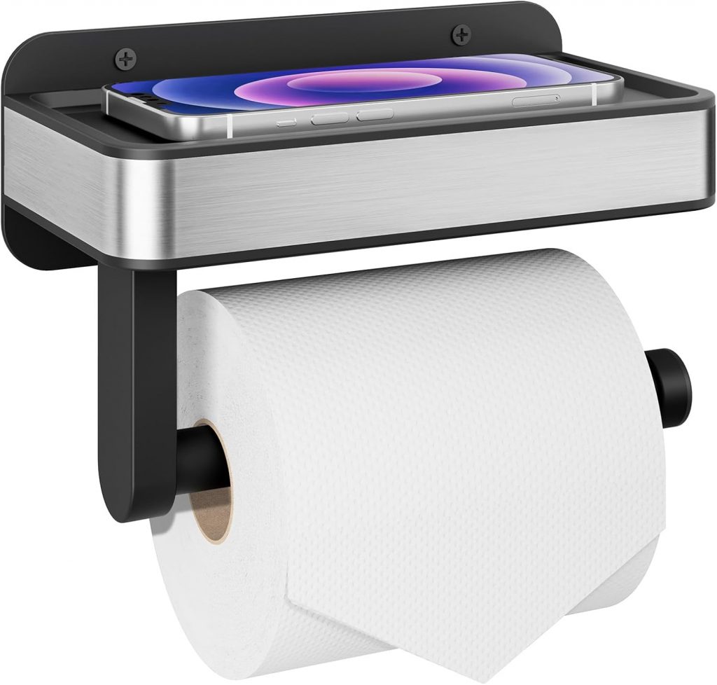 Kitsure Toilettenpapierhalter ohne Bohren – geeignet für extra große Toilettenpapierrollen, Klopapierhalter mit Ablage für Bad, Wohnmobil, Schwarz, 18.1 cm W5,99€ statt 14,99€➡️ https://www.amazon.de/dp/B0FQJZRWHG/?tag=preisfehlerheute-21