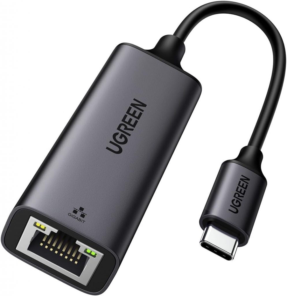 UGREEN USB C Ethernet Adapter 1000Mbps, Thunderbolt USB C LAN Adapter Netzwerkadapter Kompatibel mit iPhone 17, iPad Pro/Air, MacBook Pro/Air, Galaxy S25, Steam Deck (Schwarz-Type C)