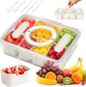kelav Snackbox mit 8 Fächern und Besteck (3 Gabeln + 2 Löffel), Auslaufsicherer Snackteller mit Deckel, Für Kinder, Schule, Picknick, Büro, Reisen🔥 ➡️ https://www.amazon.de/dp/B0FFGSZD6J/?tag=preisfehlerheute-21