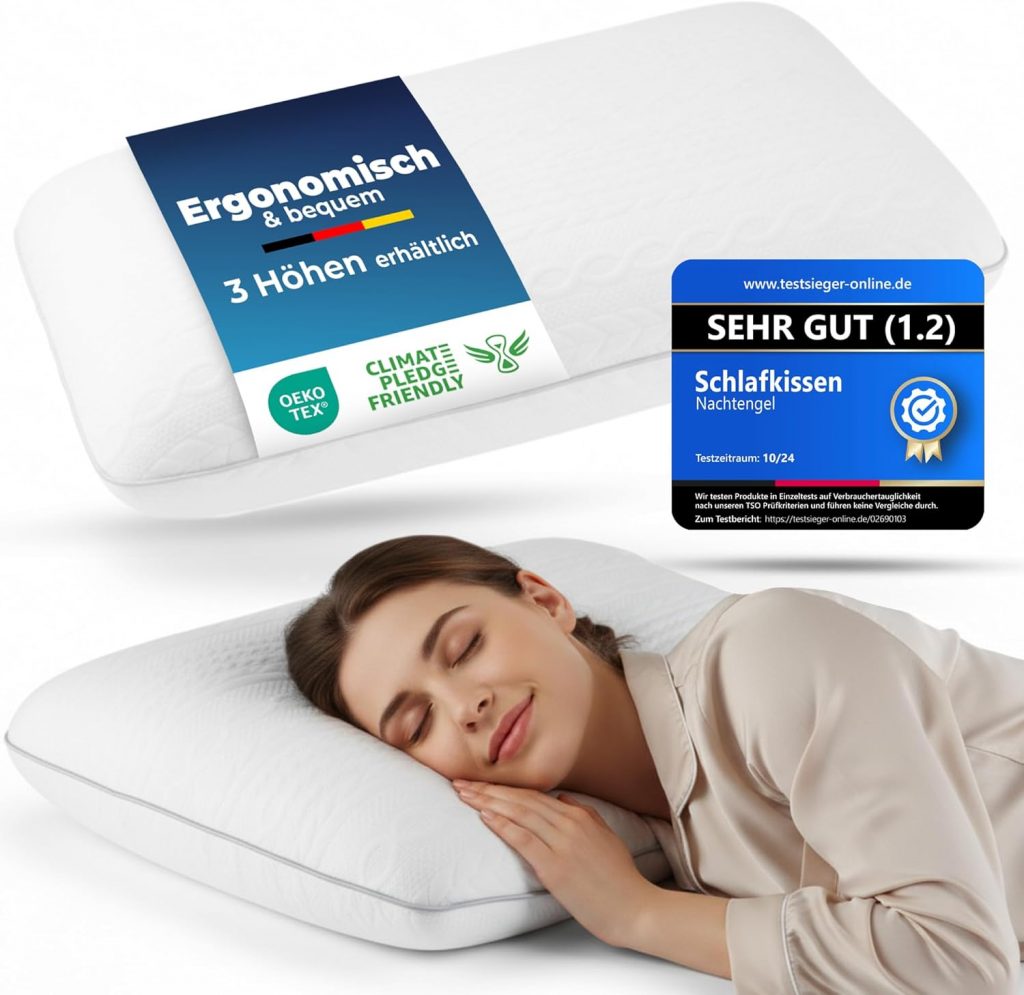Nachtengel Ergonomisches Kopfkissen 40×60 aus Memory Foam mit Nackenstütze – Orthopädisches Kissen Nackenkissen Rücken-, Bauch- & Seitenschläferkissen Schlafkissen weiß Oeko-TEX 12cm Höhe29,99€ statt 49,99€➡️ https://www.amazon.de/dp/B0GNP1RJ99/?tag=preisfehlerheute-21