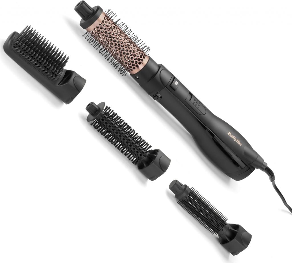 BaByliss Smooth Finish 1200 – 4‑in‑1 Warmluftbürste zum Trocknen, Formen, Glätten & Volumenstyling, Ionen‑ & Keramiktechnologie, 4 Aufsätze, 1200W, Schwarz/Pink, AS122E29,90€ statt 59,90€➡️ https://www.amazon.de/dp/B0DDCHNPBR/?tag=preisfehlerheute-21