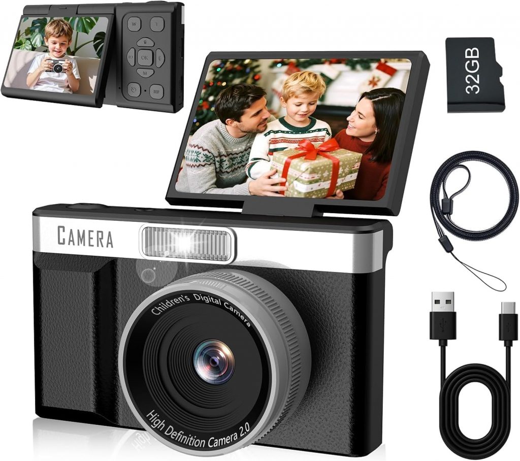 Kinderkamera FHD1080P, 32GB Digitalkamera Mit Speicherkarte, 2,4" LCD 180° Drehbildschirm, 1200mAh Batterie, Fotokamera Für Kinder, Kinderkamera, 5 Puzzle-Spiele, Geschenke Für Kinder.13.99€ ➡️ https://www.amazon.de/dp/B0FNX3H8NP/?tag=preisfehlerheute-21