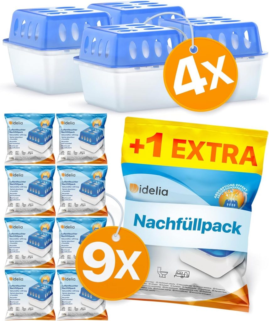 🤴 Idelia® 4x Luftentfeuchter + 9x 400g Nachfüllpacks - Raumentfeuchter für Bad, Keller uvm. bis 40m² + 9x Luftentfeuchter Granulat (4x Entfeuchter + 9x Nachfüllpacks) Baumarkt Fachhandel Qualität14,32€ statt 19,89€ - 29,00 % 🔥🚚 Verkauft und Versand durch Moonwards3,828 Bewertungen: 4.4 / 5.0 ⭐️⭐️⭐️⭐️🛒 zu Amazon https://www.amazon.de/dp/B0CM9642QY/?amp%3Btag=preisfehlerheute-21&%3Bamp%3Bth=1&%3Bamp%3Bpsc=1&tag=preisfehlerheute-21