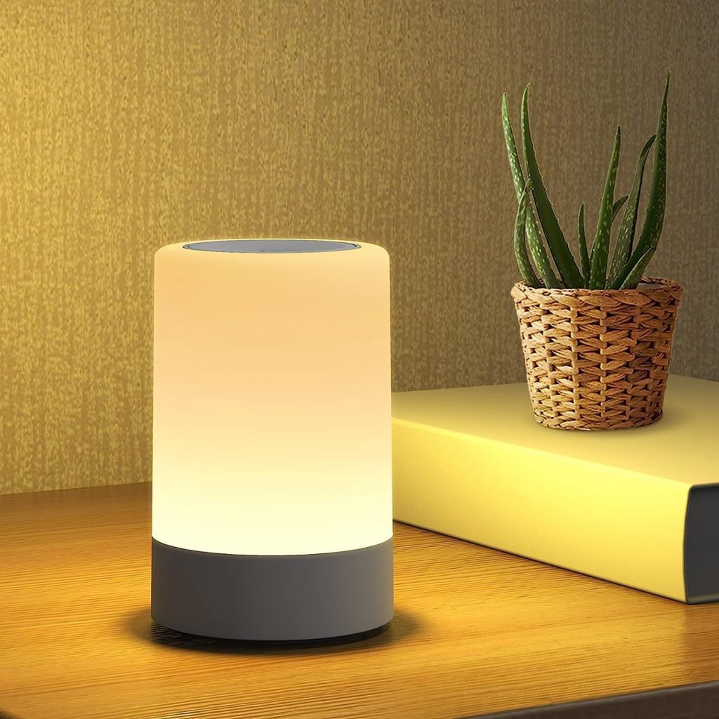 🤴 G Keni LED Nachttischlampe Kinder Touch Control dimmbar nachtlicht Baby akku stilllicht nachtlampe USB Wiederaufladbar Lampe (Warmes Hell) [Energieklasse A]