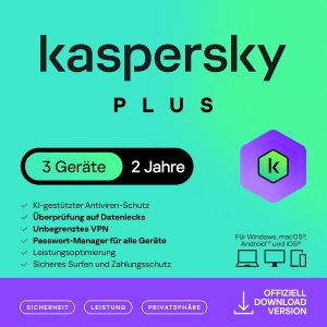 Kaspersky Plus Internet Security 2026 | 3 Ger&auml;te | 2 Jahre | Anti-Phishing und Firewall | Unbegrenzter VPN | Passwort-Manager | Online-Banking Schutz | PC/Mac/Mobile | Aktivierungscode per Email47,90&euro; statt 139,98&euro;➡️ https://www.amazon.de/dp/B09CV4XKQJ/?tag=preisfehlerheute-21