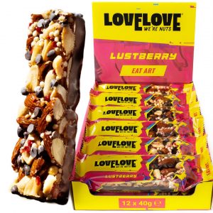 LOVELOVE Lustberry Nussriegel, Mandeln & Zartbitterschokolade, verfeinert mit Himbeeren, Glutenfrei & Ballaststoffreich, 6g pflanzliches Protein, High Magnesium, Ohne Palm&ouml;l, Quinoa, 12 x 40 g11,20&euro; statt 24,90&euro;➡️ https://www.amazon.de/dp/B0FTMM5NGJ/?tag=preisfehlerheute-21