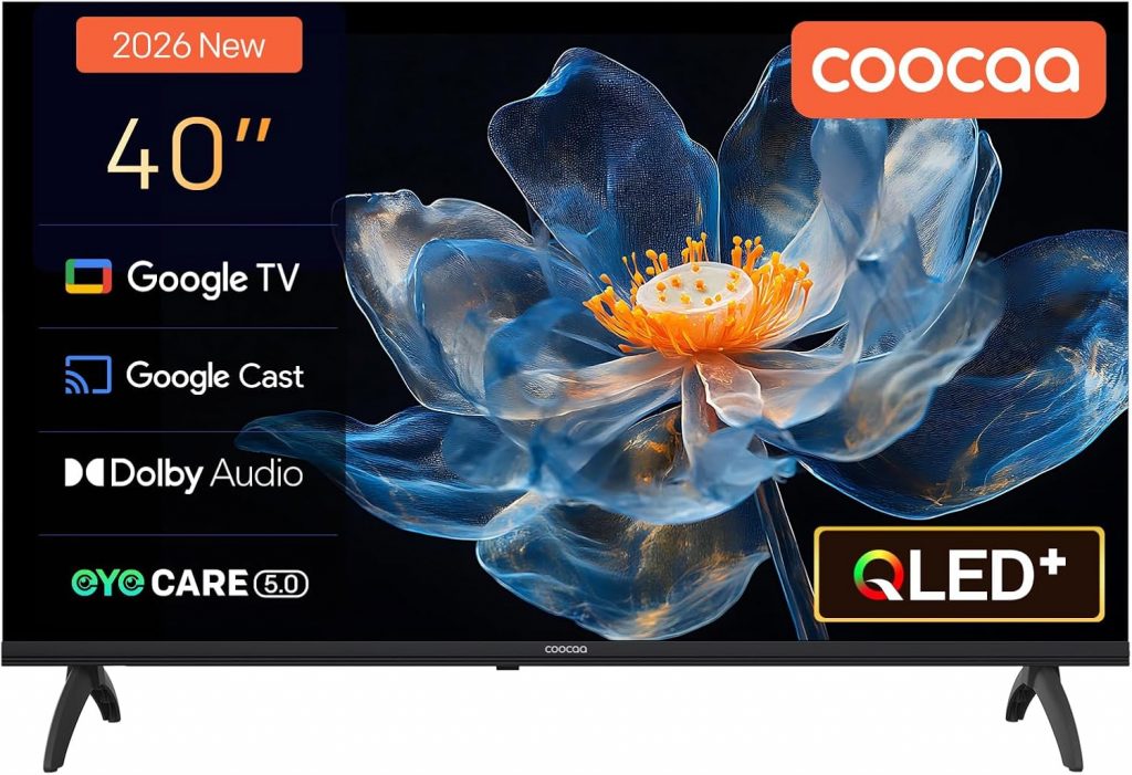 coocaa Smart TV 40 Zoll, 100cm, QLED FHD Fernseher kompatibel mit Google TV, HDR 10, Dolby Audio, Bluetooth 5.1, EyeCare, Google Cast, Triple Tuner DVB-T/-T2/-C/-S/-S2 CI+, 2026 Upgrade-Modell149,00€ statt 259,99€➡️ https://www.amazon.de/dp/B0FWS18641/?tag=preisfehlerheute-21