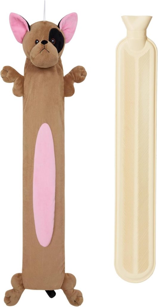 CityComfort Wärmflasche 1L Mit Bezug Tier – Wärmflasche mit Super Weichem Plüschbezug – Hot Water Bottle (Mehrfarbig Mops)