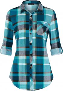 DJT Damen Bluse Weich Gestrickt Stretch Knopfleiste Langarm Hemdbluse Casual V-Ausschnitt Button Down Shirts Oberteil T&uuml;rkis M14,76&euro; statt 32,98&euro;➡️ https://www.amazon.de/dp/B0DSPBV88X/?tag=preisfehlerheute-21