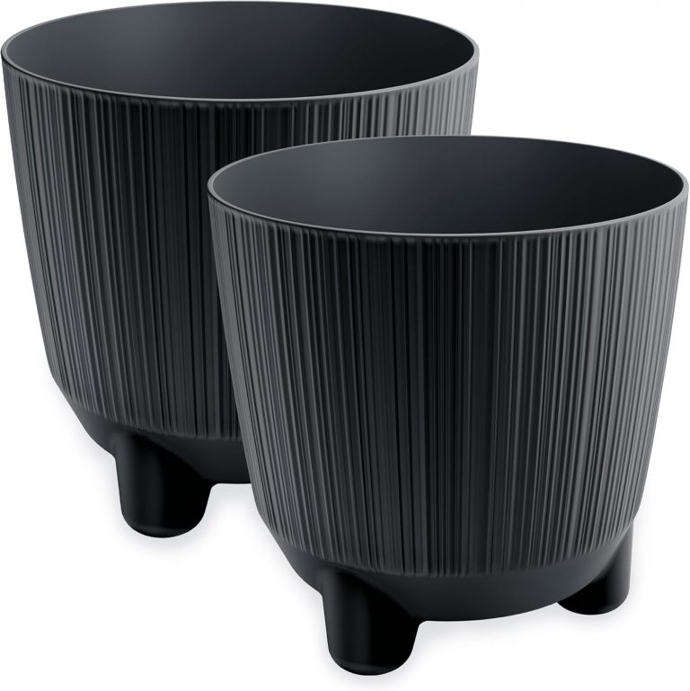 PECZEKO Blumentopf matt, Pflanzkübel mit Beinen, Dekorativer Topf für, groß und klein Pflanzen, 2er-Set blumenkübel, blumenkübel kräutertopf (2 Pack) Anthrazit, ø 15 cm