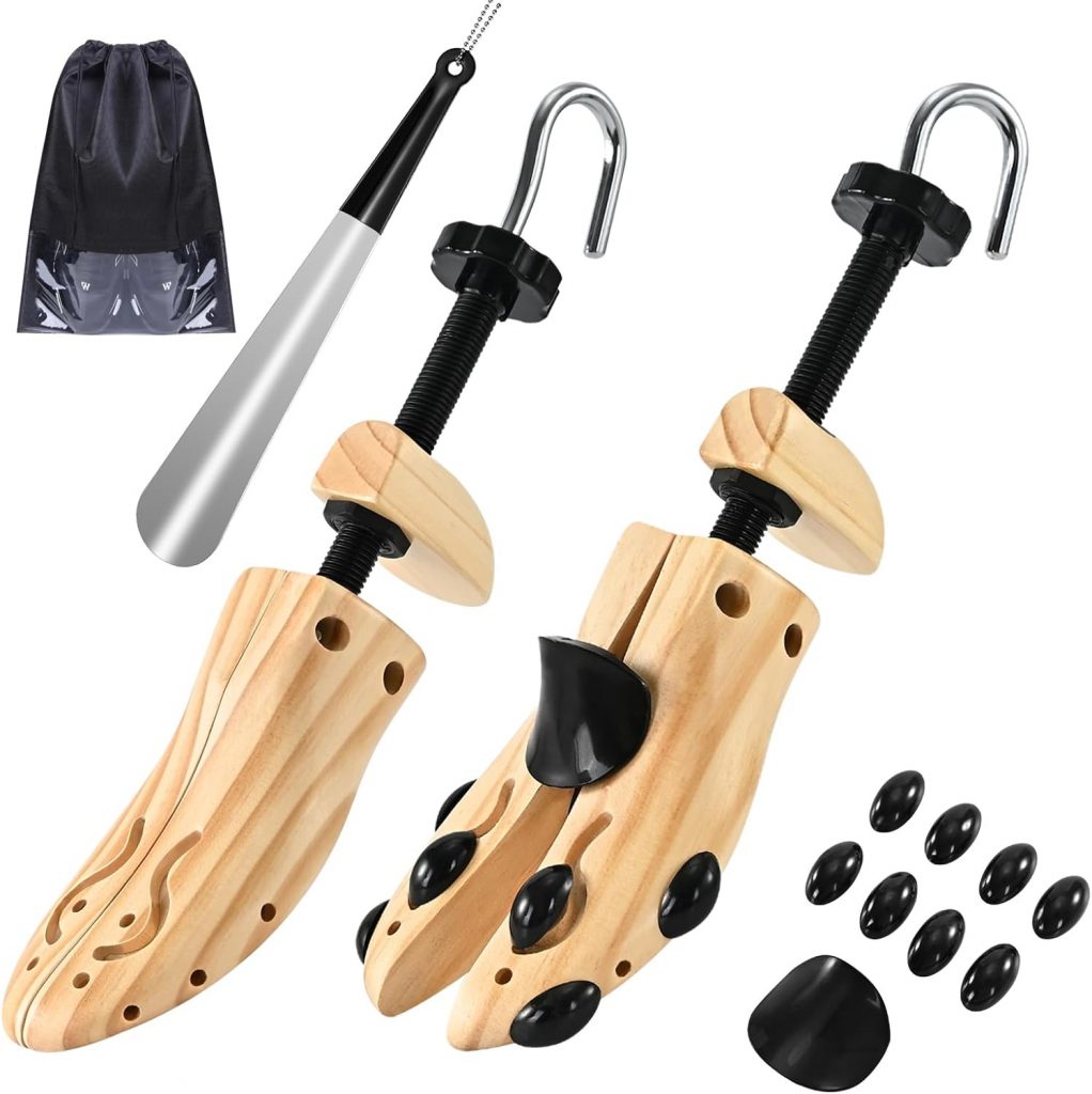JJDPARTS Schuhspanner Holz, Schuhspanner Herren und Damen, 4-Wege Schuhdehner, Schuhweiter für Einstellbare Länge und Breite mit