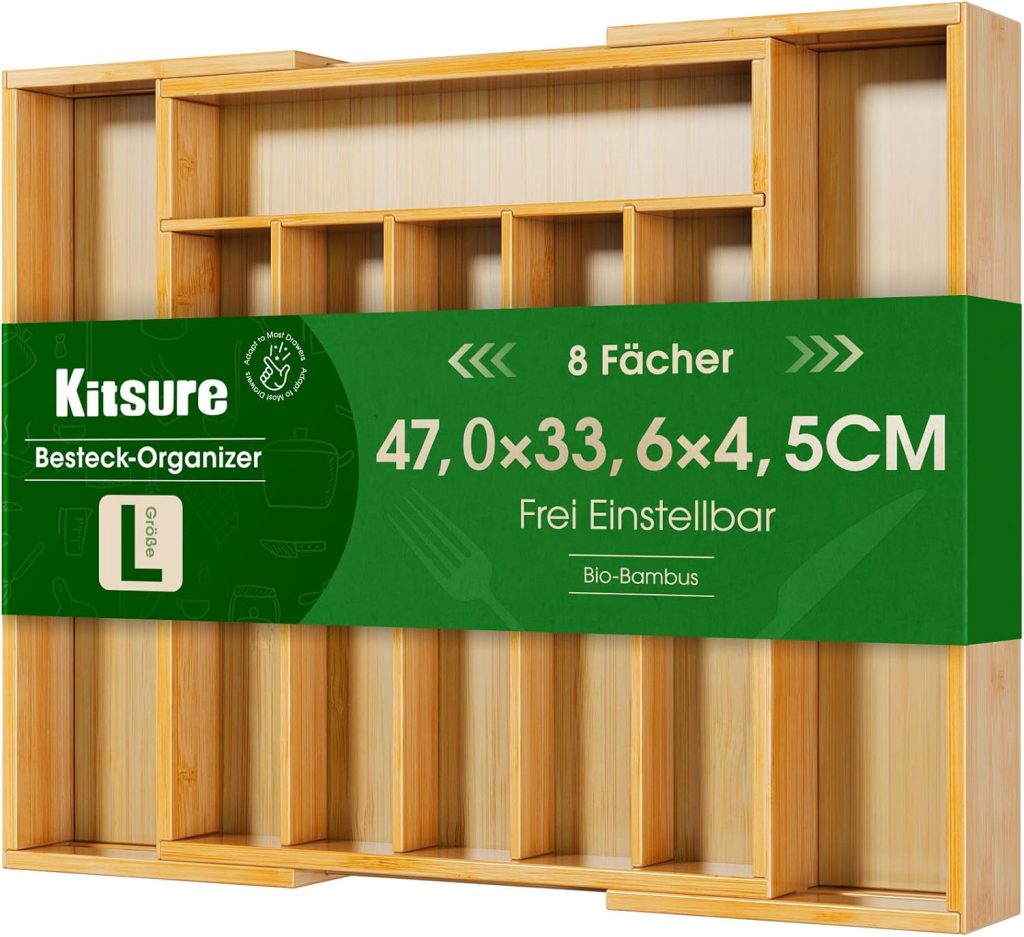🤴 Kitsure Besteckkasten für Schubladen – Schubladen Organizer Küche mit 8 Fächern, stabiler Besteckkasten aus Bambus als vielseitiger Küchen Organizer, 33,6 x 4,5 x 29,0-47,0 cm14,99€ statt 19,98€ – 26,0 🔥🚚 Verkauft von LILIWAIWAI-EU und Versand durch Amazon123 Bewertungen: 4.5 / 5.0 ⭐️⭐️⭐️⭐️⭐️🛒 zu Amazon https://www.amazon.de/dp/B0DZX83VWL/?th=1&tag=preisfehlerheute-21#038;psc=1&tag=preisfehlerheute-21