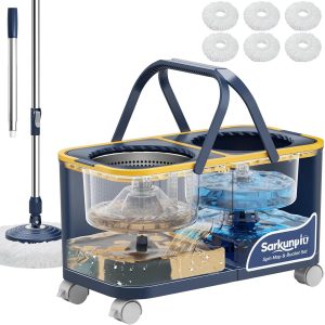 Sarkunpio Wischmopp Set mit Eimer, Bodenwischer Set mit Auswringfunktion mit 4-Kammer & 4-Rad, Schmutzwasser Trennung, 360&deg; Drehmopp Floor Mop mit 6 Wischmopp Mikrofaser f&uuml;r Holz, Laminat und Fliesen35,99&euro; statt 359,99&euro;➡️ https://www.amazon.de/dp/B0G2CD8JVZ/?tag=preisfehlerheute-21