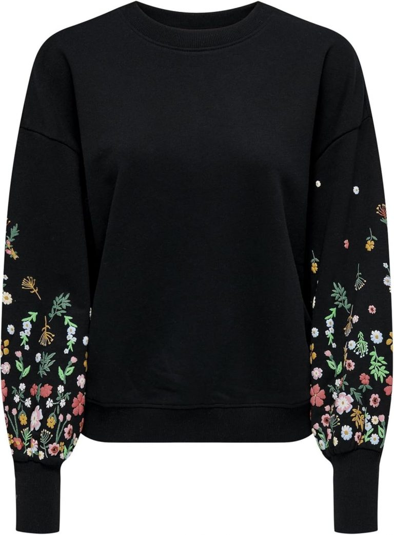 ONLY Female Sweatshirt Normal geschnitten Rundhals Gerippte Ärmelbündchen Tief angesetzte Schulter Sweatshirt