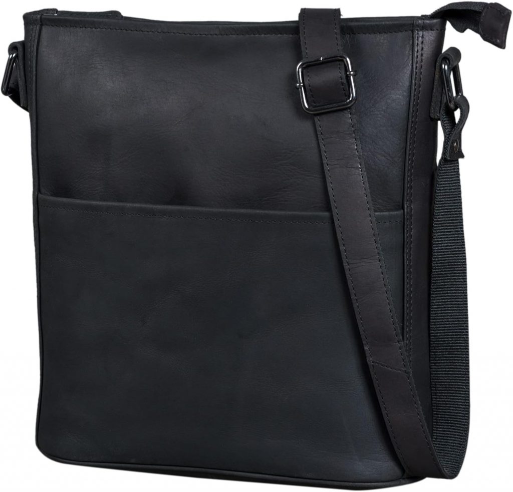 LEABAGS Leder Handtasche Damen I Premium Echtleder Umhängetasche I Schultertasche I Damentasche I Tragetasche für Arbeit Uni Schule Freizeit