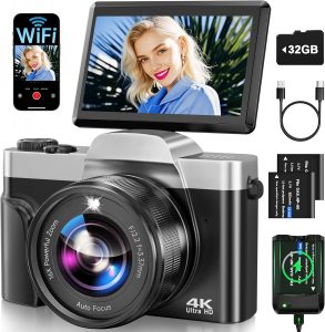 Digitalkamera, 4K 64MP Autofokus Kamera Fotokamera Mit WLAN, 3" 180&deg; Klappbarer Bildschirm Digital Kamera mit 32GB Karte, Ladestation, 2 Akkus Fotoapparat Kompaktkamera f&uuml;r Anf&auml;nger Teenager -Schwarz79,99&euro; statt 139,99&euro;➡️ https://www.amazon.de/dp/B0GLFDBGZJ/?tag=preisfehlerheute-21
