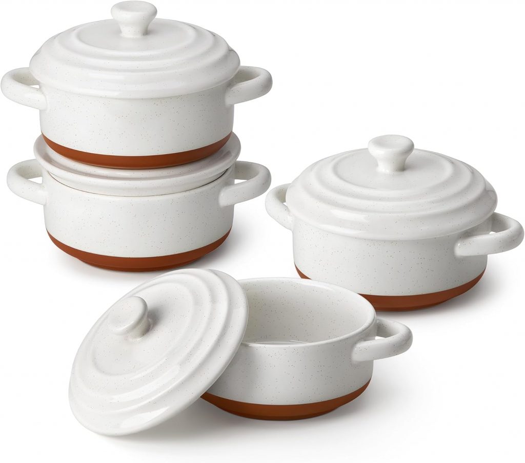 MALACASA Mini Cocotte Set 440 ml, 4 Stück Auflaufform Klein aus Steingut mit Deckel und Griffen, Kleine Auflaufform für Lasagne, Soufflé, Desserts, kratzfest & robust, Vanilleweiß, Serie TARA23,49€ statt 46,99€➡️ https://www.amazon.de/dp/B0FHDFDTN9/?tag=preisfehlerheute-21