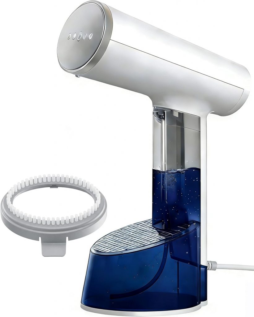 Dampfbügelstationen-Zubehör Steamer Dampfglätter Reise Mini & Dampfbürste, FMK 2000W Dampf Steamer für Kleidung und Vorhänge, Kleidungsdampfer für Kleidung 325 ml Ideal für Wohnaccessoires Weißgrau