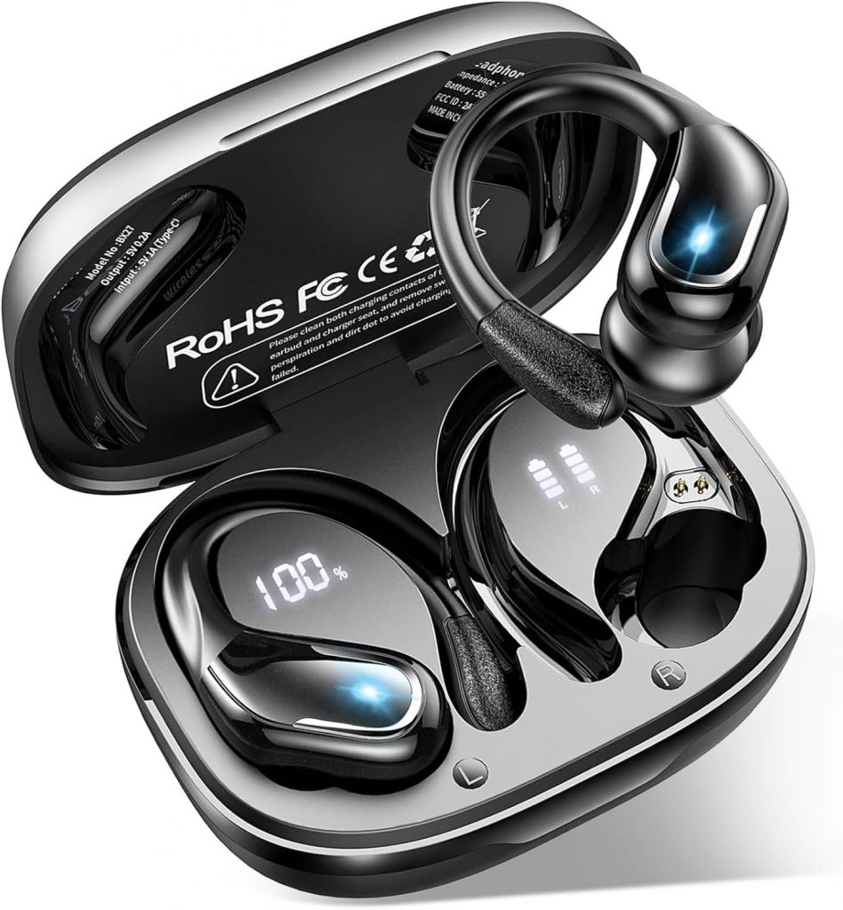 Bluetooth Kopfh&ouml;rer Sport mit APP, 75Std Kopfh&ouml;rer Kabellos Bluetooth 5.4, Tiefer Bass Hi-Fi Stereo, IP-X8 Wasserdicht Wireless Headphones, ENC Noise Cancelling Earbuds, USB-C in Ear Ohrh&ouml;rer Joggen