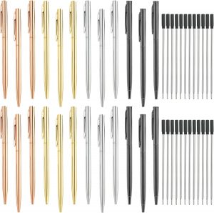 SHAIDOJIO 24St&uuml;ck Metall Kugelschreiber, 1,0MM Schwarzer Kugelschreiber mit 24 Nachf&uuml;llungen, Drehung Schwarze Tinte Stift, Schlank Kugelschreiber f&uuml;r Business Hochzeit B&uuml;ro(4 Farbe)3.01&euro; statt 13.99&euro;➡️ https://www.amazon.de/dp/B0DK1L5RQN/?tag=preisfehlerheute-21