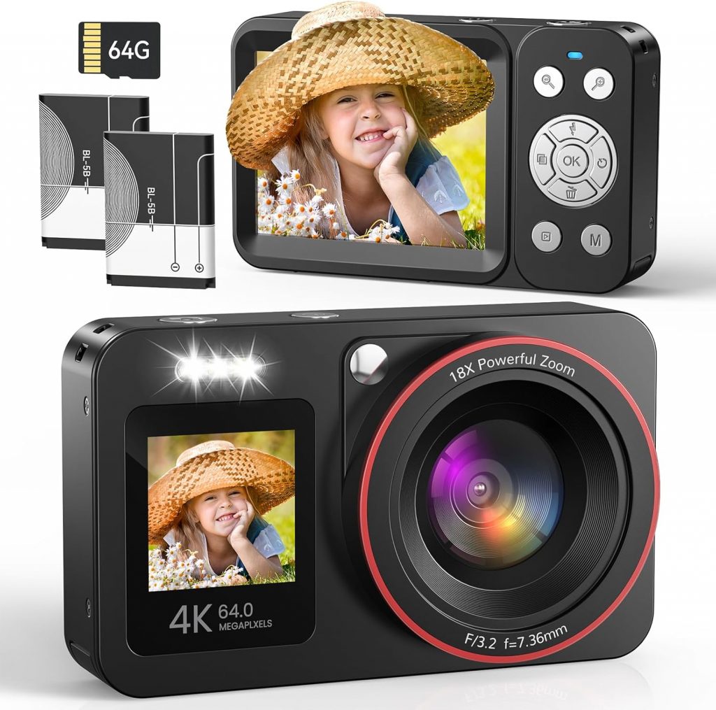🤴 Digitalkamera 4K 64MP Vlogging Fotokamera Kompaktkamera 18X Digitalzoom Kamera für Kinder mit 2 Bildschirme, 2 Batterien, 64GB SD Karte für Kinder Teenager Anfänger, Schwarz56,98€ statt 79,98€ – 29,0 🔥🚚 Verkauft von LKYS TECH und Versand durch Amazon86 Bewertungen: 4.5 / 5.0 ⭐️⭐️⭐️⭐️⭐️🛒 zu Amazon https://www.amazon.de/dp/B0G7FMBPPZ/?th=1&tag=preisfehlerheute-21#038;psc=1&tag=preisfehlerheute-21