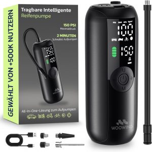 Woowind LP1 Luftpumpe Fahrrad, Fahrradpumpe Elektrisch, 1-Minuten-Aufpumpen, 150PSI/10,3Bar Akku Kompressor, Elektrische Luftpumpe, Automatischer Abschaltung, LCD-Display, LED-Licht29,74&euro; statt 60,99&euro;➡️ https://www.amazon.de/dp/B09MYNX9BV/?tag=preisfehlerheute-21