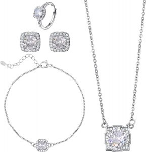Tucnoeu 4pcs Silber-Strass Brautschmuck - Hochzeitssaison Silber Schmuck Damen, Silver Jewellery - Perfekt f&uuml;r Hochzeiten und besondere Anl&auml;sse（Enth&auml;lt Halsketten, Armb&auml;nder, Ohrringe und Ringe）1.99&euro; ➡️ https://www.amazon.de/dp/B0G8GL6KM5/?tag=preisfehlerheute-21