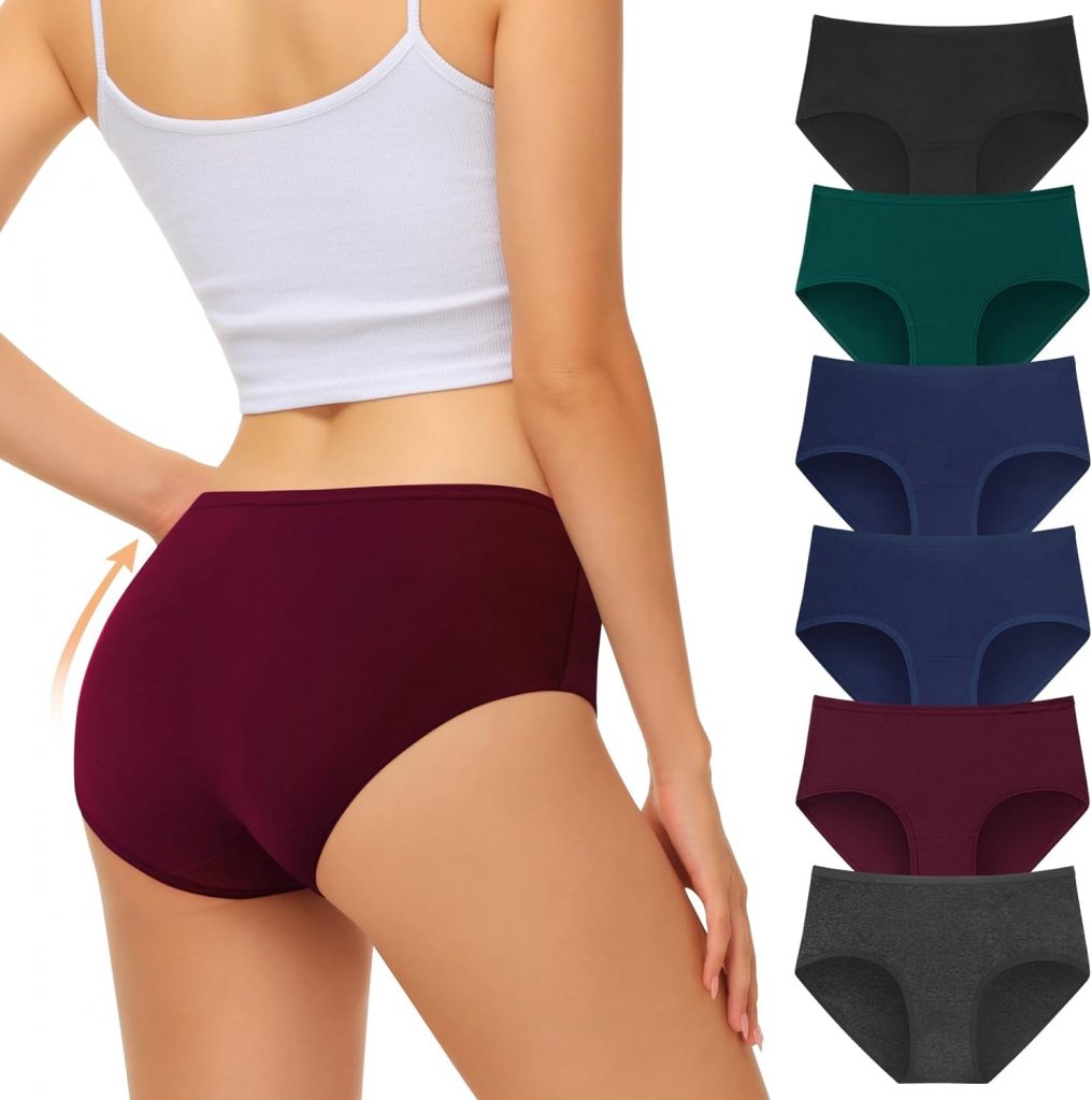 👑 FALARY Unterhosen Damen 6er Pack,Baumwolle Slips Mehrpack Mittlere Taille Unterwäsche Frauen,Atmungsaktiv Stretch Panties