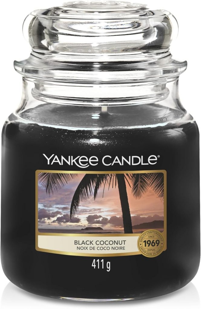 🤴 Yankee Candle Duftkerze im Glas (Mittelgroß) | Black Coconut | Brenndauer bis zu 75 Stunden