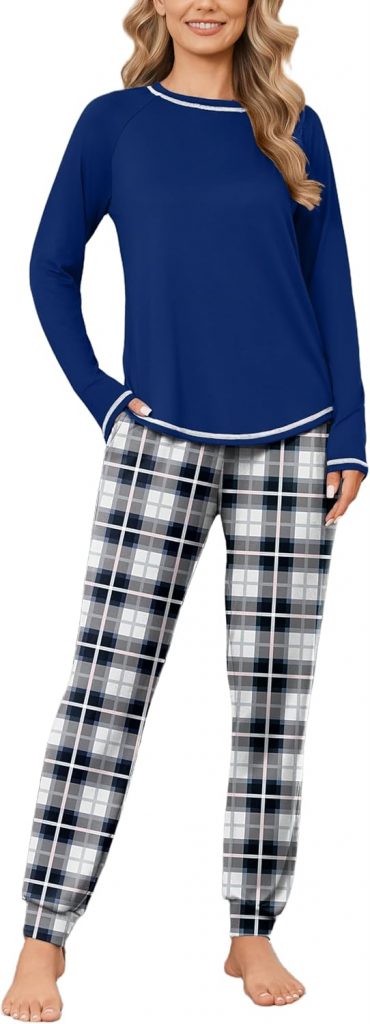 Ekouaer Schlafanzug Damen Lang Weich Pyjama Set Kuschelig Zweiteiliger Sleepwear Karierte Winter Hausanzug Marineblaurosa S9.99€ statt 32.99€➡️ https://www.amazon.de/dp/B0FHG39LGX/?tag=preisfehlerheute-21