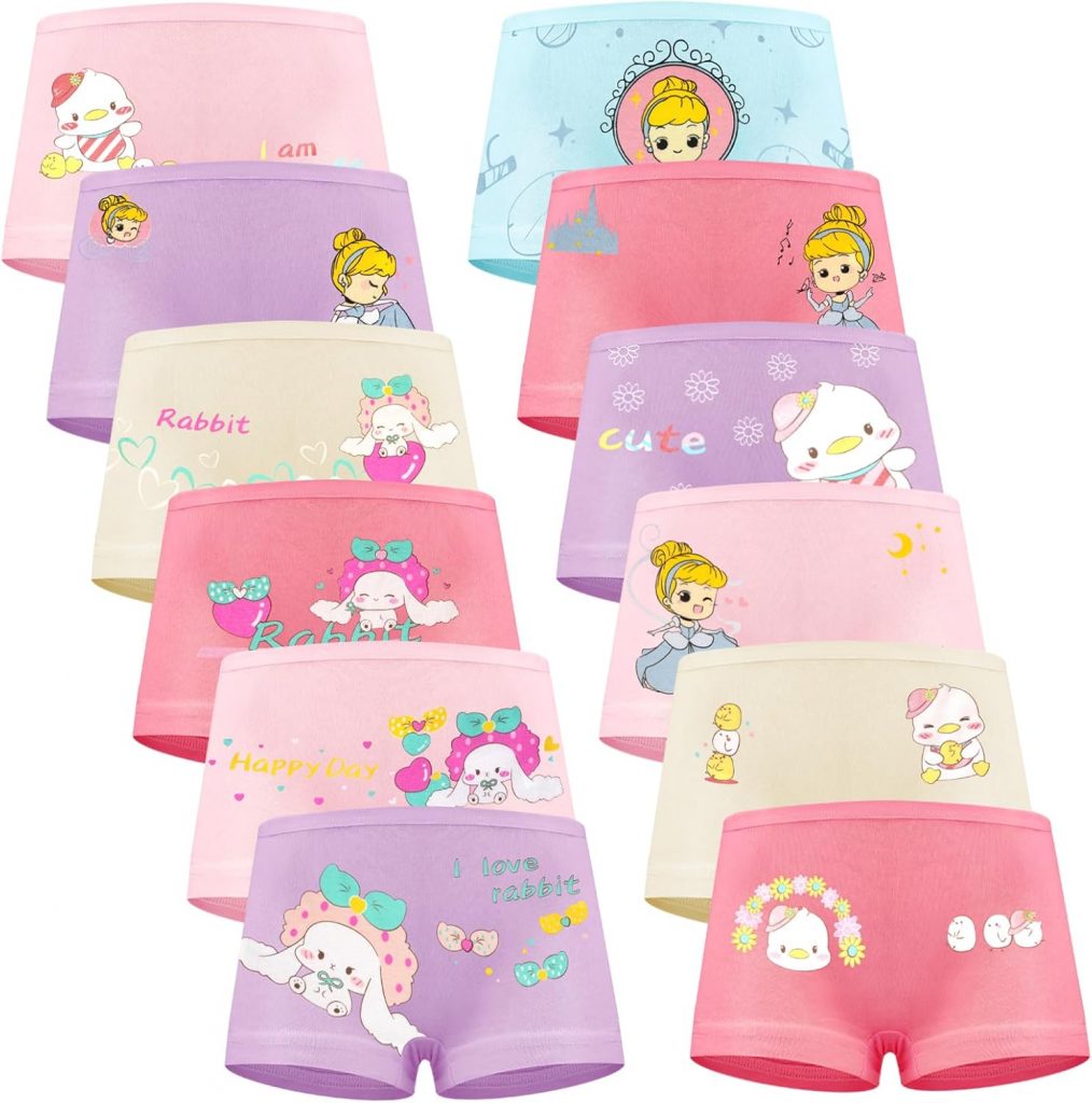 HAGOT 12er-Pack Mädchen Unterhosen, Baumwolle Boxershorts, Panty Unterwäsche, Unterhosen Mädchen Pantys, Baumwolle Unterwäsche, 7-9 Jahre