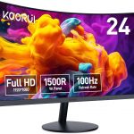 KOORUI Curved Monitor - 23.6 Zoll FHD Curved Computer Monitor, VA-Panel, 100Hz, Krümmung 1500R, Neigungsverstellung, Augenpflege, HDMI, VGA Gaming Monitor, Schwarz