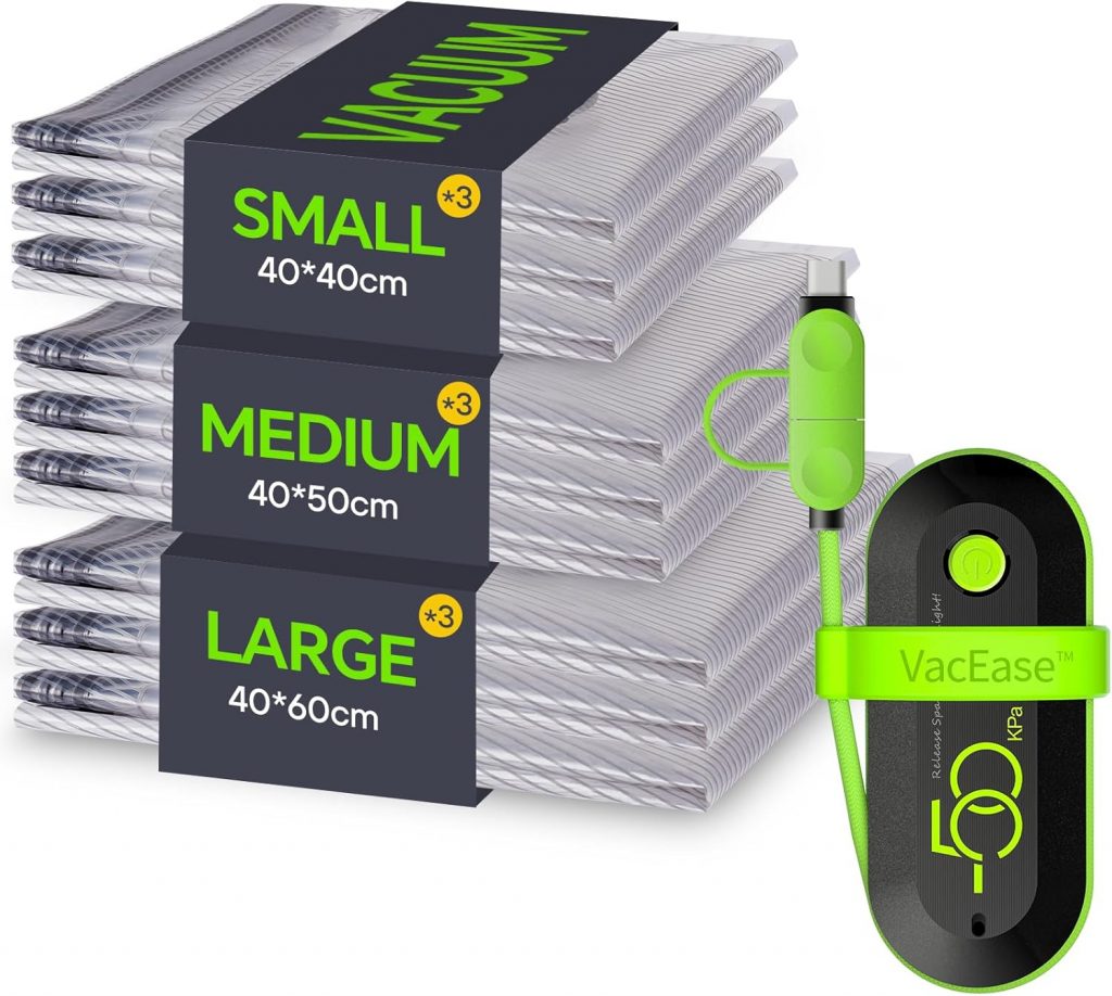 Vakuumbeutel für Kleidung mit Elektrischer Pumpe, 9 Stück (3x 40×40, 3x 40×50, 3x40x60), Platzsparend Vakuumierbeutel Kleidung Geeignet für Reisen, Bettwäsche, Umzug, Tägliche Aufbewahrung18,99€ statt 36,99€➡️ https://www.amazon.de/dp/B0G1SHTR65/?tag=preisfehlerheute-21