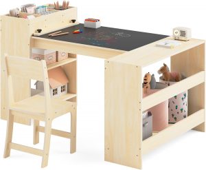 Puecrof Kinder-Kunsttisch und Stuhl Set, h&ouml;henverstellbarer Holztisch mit Stauraum &ndash; Aktivit&auml;tstisch f&uuml;r Malen, Lesen und Lernen39.99&euro; ➡️ https://www.amazon.de/dp/B0FLJPHLYH/?tag=preisfehlerheute-21