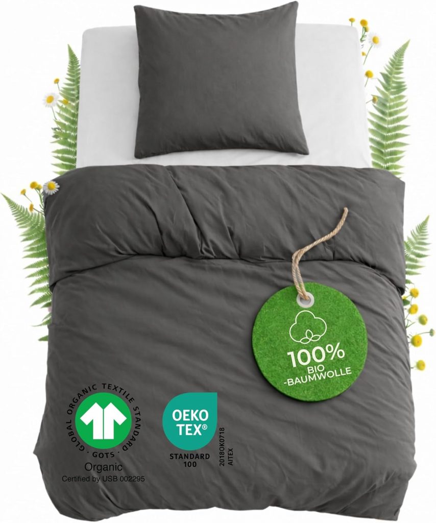 Dreamzie Kinder-Bettwäsche-Set 100×135 10 Baumwolle 2-teilig mit 1 Kissenbezug 40×60 cm – Bio-Baumwolle Percale 180 TC – Atmungsaktiv & Weich, Oeko-Tex & GOTS Zertifiziert, Anthrazit6.99€ statt 22.99€➡️ https://www.amazon.de/dp/B0FPMH2M4L/?tag=preisfehlerheute-21
