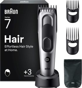 Braun Haarschneider Series 7, Haarschneidemaschine und Rasierapparat f&uuml;r Herren, Haartrimmer mit Ultrascharfer Klingen, 17 L&auml;ngen, 5 Zubeh&ouml;rteile, 50 Min. Akku, Abwaschbar, HC7590, Grau51,99&euro; statt 99,99&euro;➡️ https://www.amazon.de/dp/B0DQWWHXH1/?tag=preisfehlerheute-21