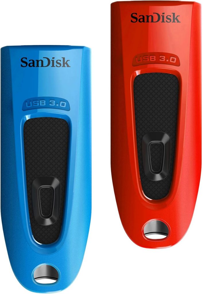 🤴 SanDisk Ultra USB 3.0 Flash- Laufwerk 32 GB (SecureAccess Software, Passwortschutz, Übertragungsgeschwindigkeit von bis zu 130 MB/s) Blau/Rot