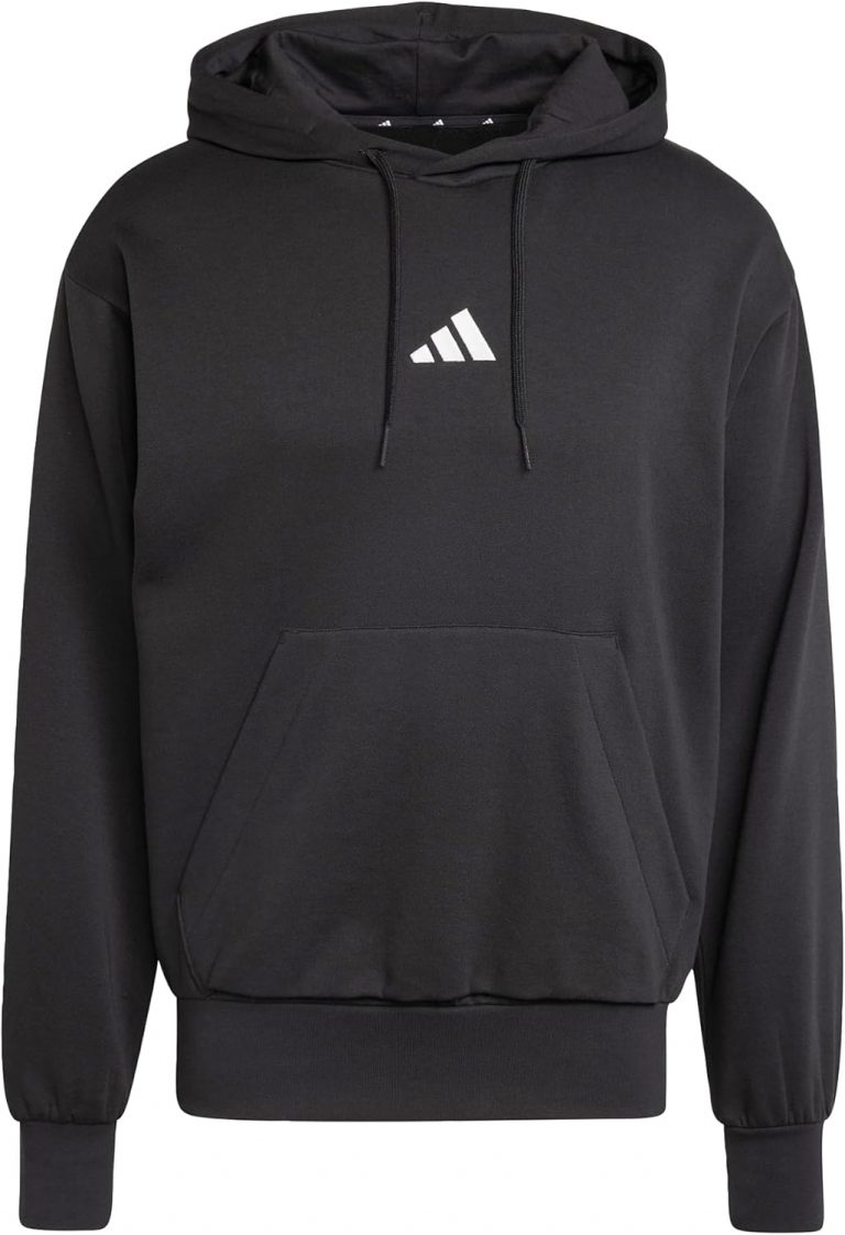 adidas Herren Essentials FEELCOZY Fleece Hoodie, Black/White, XS