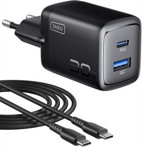 INIU 30W USB C Ladeger&auml;t, 2-Port [USB C + USB A] GaN Reise Schnellladeger&auml;t mit USBC Kabel, PD 3.0 Netzteil Adapterf&uuml;r iPhone 17 16 Pro Max, iPad Air, Samsung S25 S24 Ultra, Pixel 10 9a, MacBook Air5.58&euro; ➡️ https://www.amazon.de/dp/B0DKFGDSY9/?tag=preisfehlerheute-21