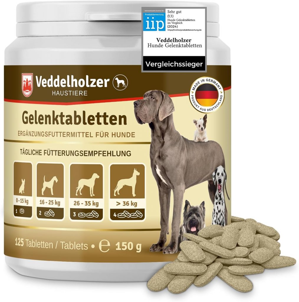 Veddelholzer VERGLEICHSSIEGER 2024 Hunde Gelenktabletten mit Grünlippmuschel Hund MSM & Teufelskralle Glucosamin &…