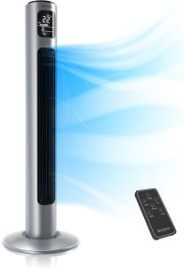 Brandson - Turmventilator mit Fernbedienung 96 cm - Preistr&auml;ger 2025 - mobiler L&uuml;fter leise - Standventilator Oszilation - 3 Geschwindigkeiten 3 Modi Timer - Ventilator mit GS - Steelsilver84,91&euro; statt 149,95&euro;➡️ https://www.amazon.de/dp/B083WMY1BJ/?tag=preisfehlerheute-21