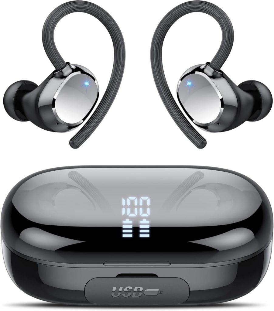 🤴 Bluetooth Kopfhörer Sport, 2026 in Ear Kopfhörer Kabellos Bluetooth 5.3 mit HD Mic, Herausragender Sound, 128 Std Spielzeit, Comfort Fit, Dual LED-Anzeige, IP7 Wasserdicht Ohrhörer mit Ohrhaken