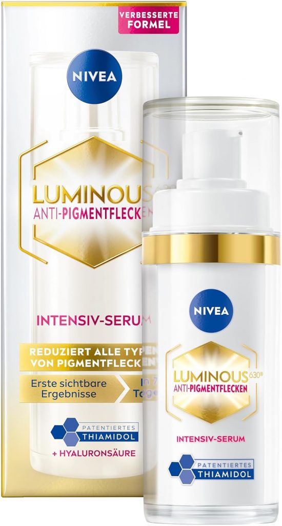 NIVEA LUMINOUS630 Anti-Pigmentflecken Intensiv-Serum, Gesichtspflege mit Thiamidol für einen ebenmäßigeren & strahlenderen Teint, Serum gegen Pigmentflecken (30 ml)15,83€ statt 28,99€➡️ https://www.amazon.de/dp/B0DHY9GJSF/?tag=preisfehlerheute-21